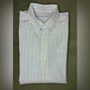 Southern Tide Men's White and Blue Plaid Shirt, Size: L. (5392)